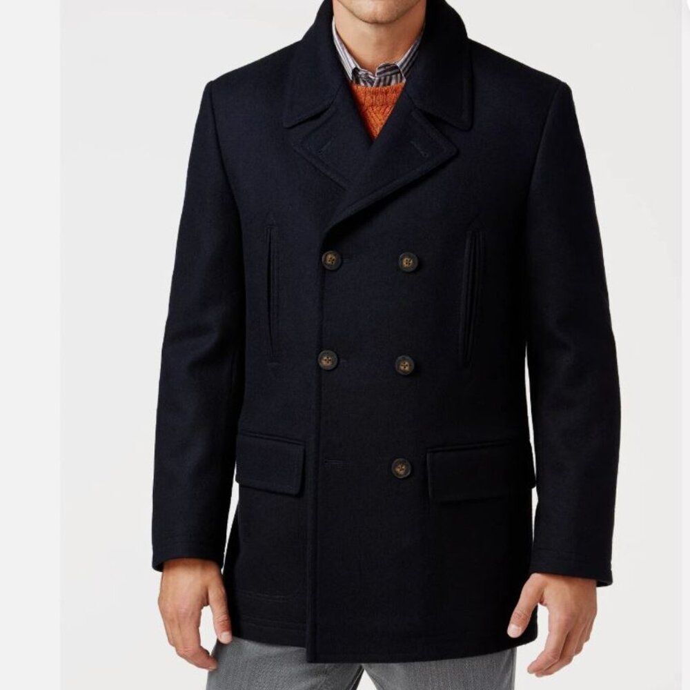 Lauren Ralph Lauren Wool Blend Double-Breasted Peacoat Black Men's sz 40R